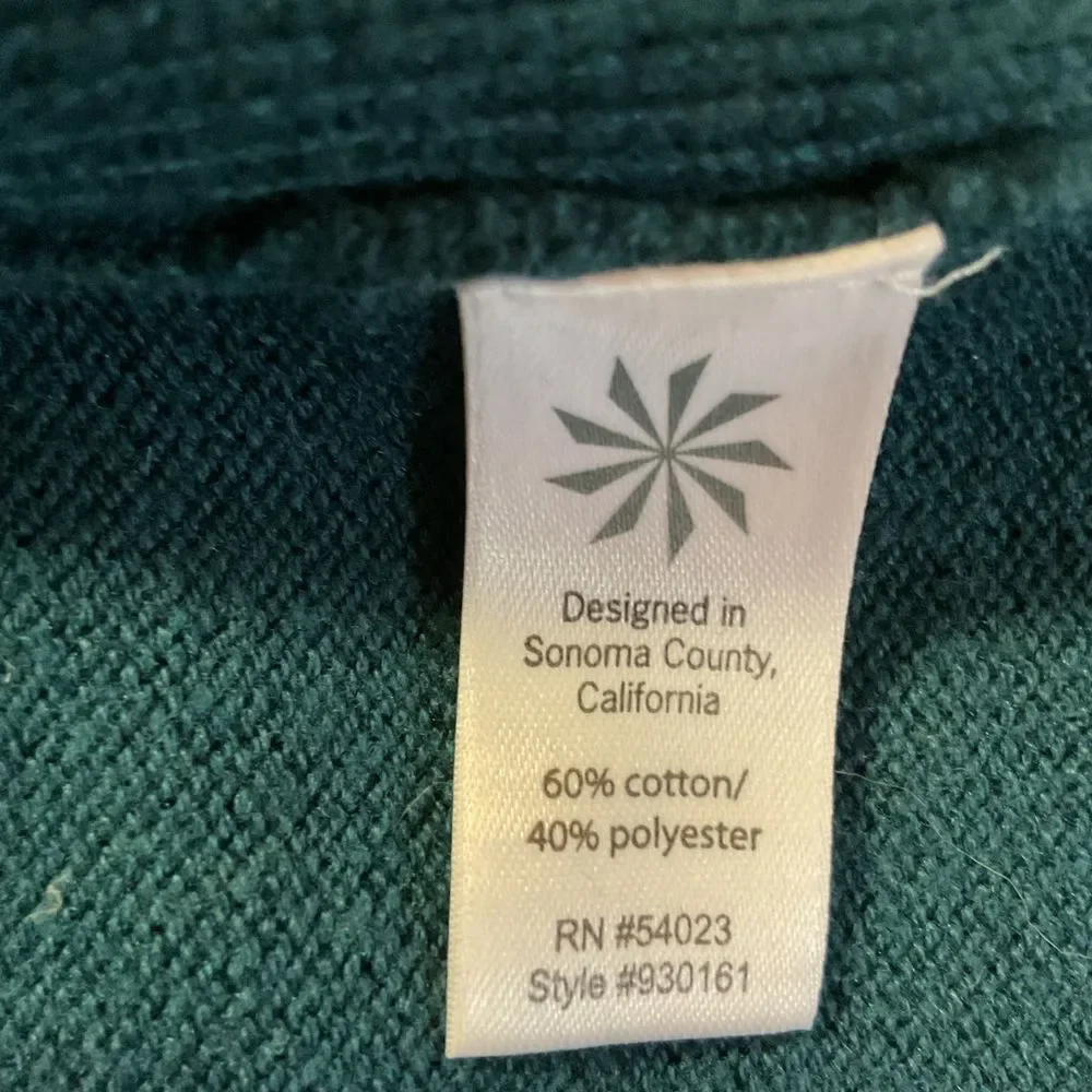 Athleta 1/4 Zip Floral‎ Knit Pullover Sweater Blue Green Thumbholes Size S Cozy